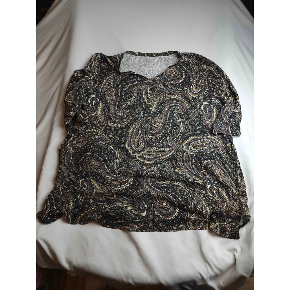 Catherines Easy Fit Tees Collection Top Womens 2XWP Brown Knit Paisley Tunic